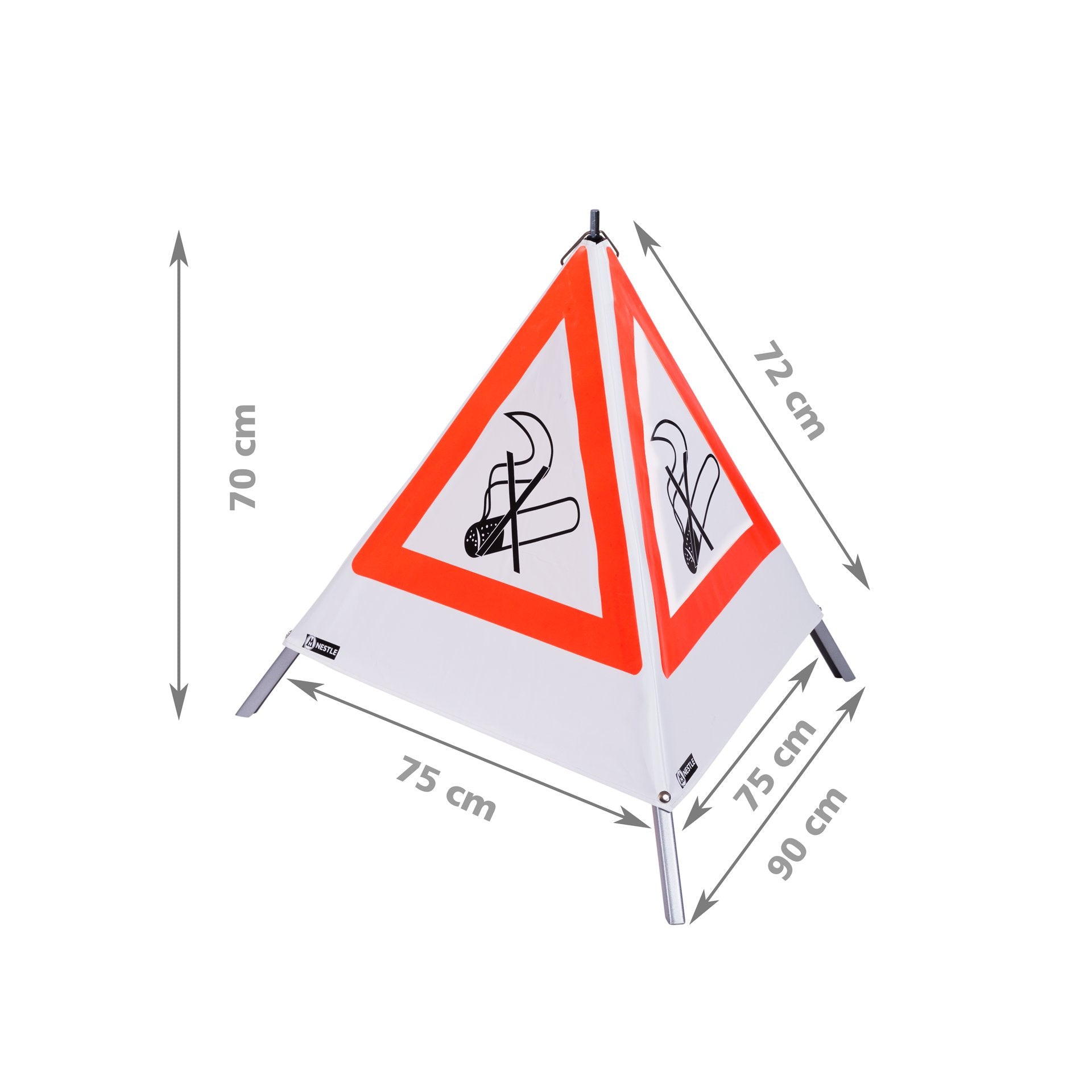 NESTLE Warnpyramide 70 cm, Rauchverbot (NZ01), weiß, mit Feder NESTLE Warnpyramide 70 cm, Rauchverbot (NZ01), weiß, mit Feder
